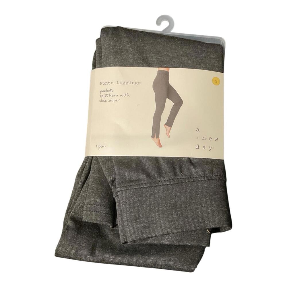A New Day Womens Ponte leggings pockets split hem with side zipper size Small